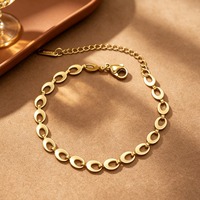 Ensemble Cadeau Chic Collier et Bracelet Polyvalent en Acier Inoxydable avec Chaîne Simple à Maillons Ovales Réglables Effet Clair de Lune Bijoux Minimalistes TGXL14563