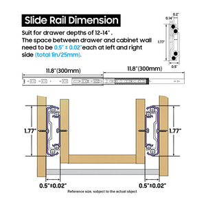 WELLTOP Hot Selling Soft Close <strong>Drawer</strong> Slides Fgv <strong>Drawer</strong> Slide 4 Balls 35cm 24 Inch <strong>Drawer</strong> Slides Rail Soft Close VT.15.046 - Product Image 2