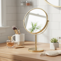 Miroir Cosmétique Grossissant Portable Double Face, Design Rond Personnalisé pour le Bain, le Maquillage et les Passionnés de Beauté, Cadeau Idéal avec Logo Gravé à Chaud