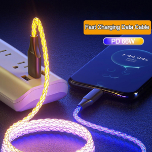 สาย USB C TO Type C ที่ชาร์จเร็วแบบ<span class=keywords><strong>3</strong></span> in 1สายชาร์จข้อมูลแบบเร็วไฟ LED สายชาร์จ USB เรืองแสง - Product Image 6