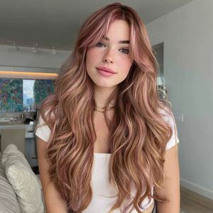 Moda SMILOC nuovo temperamento sintetico parrucca temperamento marrone dorato rosa sfumato capelli ricci modello femminile Sm558 - Product Image 2