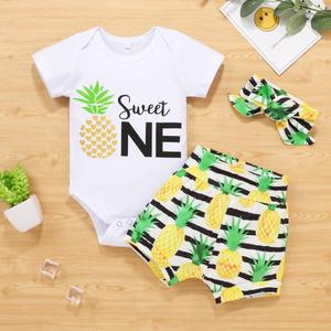 Hot Sale 3 to 6 Month Summer New Born Outfits Infant Baby Girls Clothing Sets Toddler Clothes With Headbands - Product Image 6