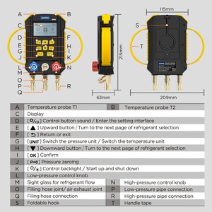 रेफ्रिजरेटर डिटेक्टर ऑटो Lm160 r1234yf r134a furages डिजिटल कई गुना गेज डिजिटल कई गेज सेट Lm160 - Product Image 4
