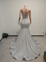 Ocstrade Prêt à expédier - Contactez-nous avant la commande Robe de soirée sirène argentée sans bretelles avec strass et paillettes Robe de bal formelle sur mesure