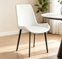 Chaises de salle à manger modernes en cuir PU, pieds noirs, style nordique simple, chaise d'appoint pour restaurant, chaise de cuisine, chaise de salle à manger pour la maison