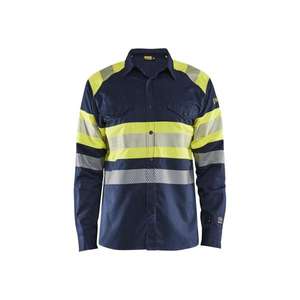 BLAKLADER - 322915178933S Multinorm <b>shirt</b> Hi-vis Navy blue/Yellow - EAN 7330509730126 <b>FLAME</b> RESISTANT WORKWEAR - Product Image 1