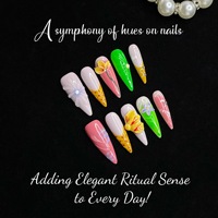 Ongles à presser 3D couleur vive, 10 pièces par paquet, en acrylique, faits à la main, design floral de luxe, vente en gros
