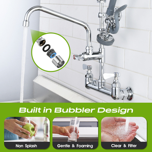 25&quot; Height <strong>Commercial</strong> Kitchen Sink Faucet Wall Mount with Pull Down <strong>Pre</strong>-<strong>Rinse</strong> <strong>Sprayer</strong> for Restaurant Industrial Sink - Product Image 6