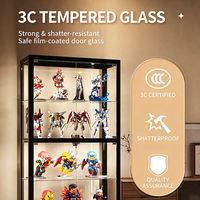 Vitrine en verre de grande capacité avec éclairage LED, étagère réglable, vitrine anti-poussière pour objets de collection