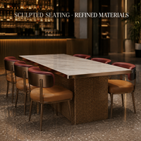 Ensemble de table et de chaises de salle à manger commerciales confortables, robustes et résistantes aux rayures avec plateau en pierre frittée CONTEMPORAIN pour restaurant