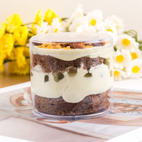 Boîte en plastique PS transparente de qualité alimentaire, cylindrique, avec couvercle, pour biscuits, fruits, dessert en mille couches, boîte à tiramisu, emballage alimentaire