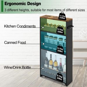 Carrello portaoggetti nero a 4 livelli con manico sottile Organizer carrello cucina luoghi stretti-ruote scorrevoli piccolo angolo scaffalature - Product Image 4