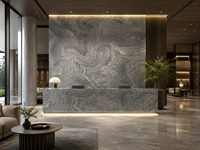 Dalle de marbre gris éléphant pour plan de travail de cuisine, dessus de meuble de salle de bain, revêtement mural, cadre de cheminée, découpe sur mesure