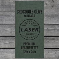 Feuilles de similicuir crocodile 12x24 pouces, 0,8 mm, olive à noir, similicuir gravable au laser, feuille de similicuir PU pour gravure laser