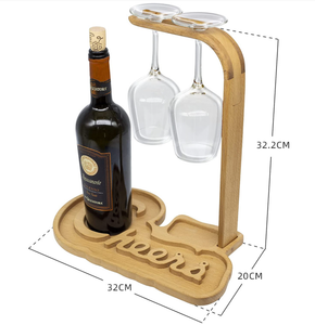 Soporte para Vino y Aperitivos con Letra Grabada Personalizada, Soporte de Madera para Botellas de Vino con Texto Personalizado para Bodas, Fiestas y Eventos - Product Image 2