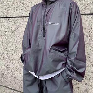 사용자 정의 남자의 여름 캔버스 하이 스트리트 레이서 재킷 대형 반사 방수 전단 스탠드 칼라 - Product Image 1