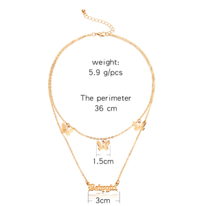 Trendz Nouvelle Mode double couche collier pour femmes 3D papillon pendentif collier - Product Image 2