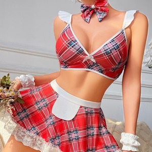 Hot Sexy JK Uniforme Grille <span class=keywords><strong>Tentation</strong></span> Étudiant Uniforme Cross-Border E-Commerce Sexy Sous-Vêtements Dentelle Cinq Costume Vêtements de Jeu de Rôle - Product Image 1