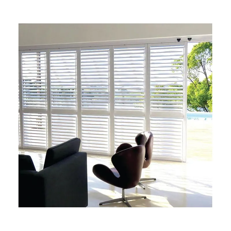 Nhôm Bifold Louver Cửa Trượt Gấp Shutter Con Lăn Cửa Động Cơ Cán Plantation Slat Blind Board Máy Cửa Sổ Chuyển Đổi