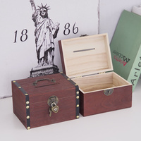 Boîte de rangement rétro en bois coffre au trésor, organisateur de trésor en bois tirelire tirelire avec serrure et clés, boîte de rangement en bois