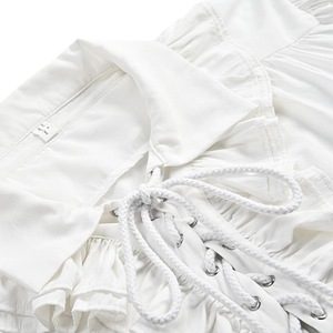 Blusa Blanca con Volantes y Mangas Largas, con Cordones en la Parte Delantera, Estilo Vintage, para Fiesta, Tela Popelina, Camisa para Mujer - Product Image 2