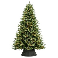 Sapin de Noël artificiel réaliste en PE vert pré-éclairé avec lumières LED blanc chaud