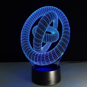 Lampu Meja LED Ilusi 3D Menakjubkan Lampu Malam Sentuh dengan Bentuk Lingkaran Ajaib Sebagai Hadiah Gratis Drop Shipping