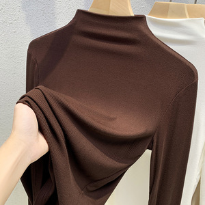Maglia a Collo Alto in Modal per <span class=keywords><strong>Donna</strong></span>, Autunno Inverno, Maniche Lunghe, Tinta Unita, Stile Elasticizzato con Fascia in Vita - Product Image 2