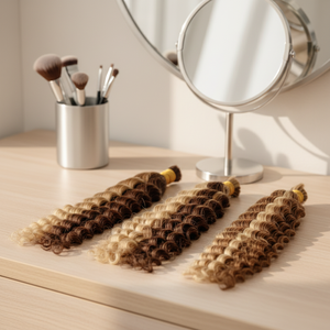 Nueva llegada para mechones de cabello humano rizado degradado P4/27 trenzado de ondas profundas trenzado profesional Boho trenzado sin nudos - Product Image 3