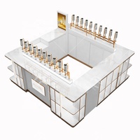 Comptoir de présentation de parfums moderne pour fabricants, design de vitrine de magasin de beauté, kiosque de parfums en forme de H de petite taille pour centre commercial