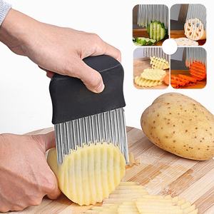 Tùy chỉnh đa chức năng thép không gỉ khoai tây cắt với an toàn nhựa xử lý vẫy hình dạng Slicer dưa chuột và cà rốt Chopper - Product Image 2