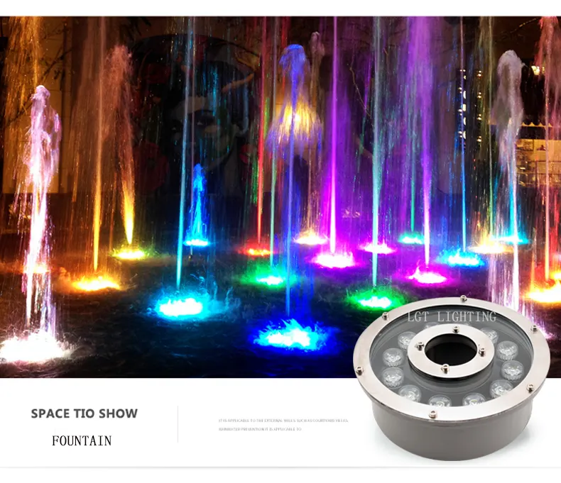 Lampu bawah air untuk menari, lampu stainless steel led pompa air kontrol dmx 12V/24V IP68 untuk air mancur menari