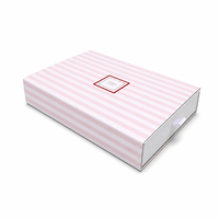 Scatola Regalo Rigida Personalizzata con Cassetto, a Righe Rosa, per Cosmetici, Skincare, Gioielli, con Nastro Estraibile - OEM