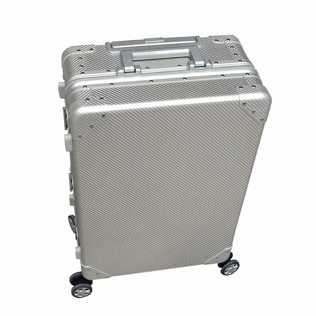 Silver All Aluminum Carry on Luggage with TSA Locks Fashion Cool Metal Hard Shell Spinner Suitcase Silver Gold