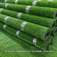 Gazon artificiel ignifuge vert 4,4'x49,2' en polyéthylène haute densité pour terrasse, installation facile, style moderne