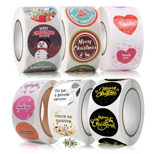 Custom Gifts Thank You Label Sticker Kraft Baked Goods Packaging Labels Personalised Round Roll Printed Logo Stickers