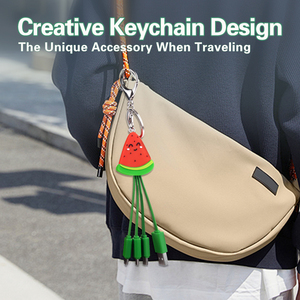 Women Gift Watermelon 3 in 1 Multi Function Charging Cable Compact Portable Keychain USB Type C 3 in 1 Charging Cable - Product Image 6