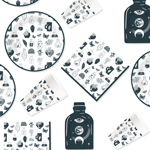 DAMAI Halloween Party Supplies Party Disposable Tableware Set Birthday Favor for Halloween Party Halloween Paper Plates Napkins - Product Image 2