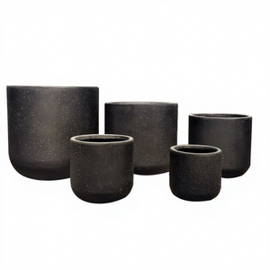 Pot de fleurs léger en fibre d'argile, pots de plantes pour la maison et le jardin, pots décoratifs, grand cylindre rond simple, extérieur - Product Image 1