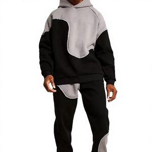 Chándal con Capucha para Hombre, Color Sólido, Bloques de Color, Manga Larga, Corte Regular, Estilo Pullover, Bolsillos Laterales, Ropa de Invierno, 100% Algodón - Product Image 1