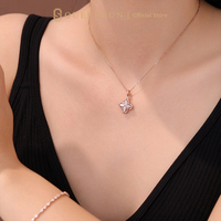 Collier pendentif trèfle à quatre feuilles en or rose massif 18 carats avec chaînes et diamants, style vintage filigrané, bijou de luxe pour cadeau de fête, joaillerie fine
