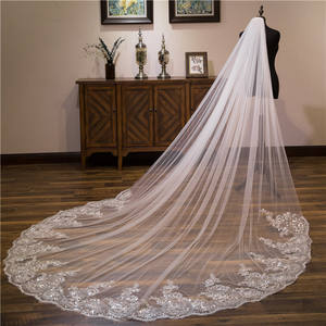 <span class=keywords><strong>Voile</strong></span> de <span class=keywords><strong>mariée</strong></span> à <span class=keywords><strong>paillettes</strong></span> en dentelle florale, 3x3M, 1 niveau, garniture, pour mariage, Tulle souple, décoration de <span class=keywords><strong>mariée</strong></span>, longueur - Product Image 2