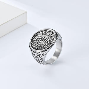 Retro Viking Odin Triangle Knot <b>Titanium</b> Steel <b>Ring</b> For <b>Men</b> Geometric Design Everyday Wear Large Size - Product Image 4