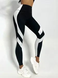 Leggings de Yoga de Cintura Alta con Bloques de Color, Largos, Elásticos en Cuatro Direcciones, con Franja Lateral, Pantalones Deportivos para Mujer - Product Image 4