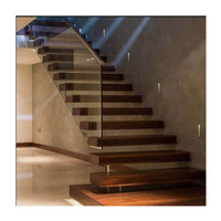 Escalier flottant intérieur avec bande lumineuse LED, marches en bois de chêne, garde-corps en verre de sécurité, certifié CE, escalier sur mesure