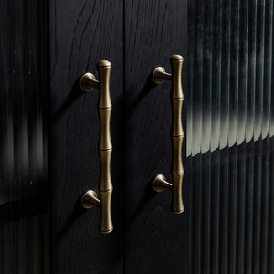 Chinese <strong>Antique</strong> <strong>Style</strong> Bamboo Joint Brass Handle Brushed Splash-Proof Surface Mounted Modern Simple <strong>Drawer</strong> Wardrobe Door Cabinet - Product Image 5