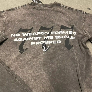 T-shirt pour homme de haute qualité, coupe ajustée, style streetwear, en coton 100% tricoté, poids lourd, lavage à l'acide, sérigraphie personnalisée OEM - Product Image 3