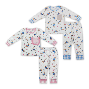 Ensemble de vêtements pour enfants en gros, pyjamas de Pâques assortis pour frères et sœurs avec imprimé lapin - Product Image 1