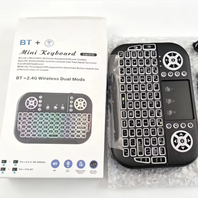 A8 Portable Backlit Touchpad Air Mouse for Smart TV 2.4G Wireless and BT Wireless Keyboard Combo