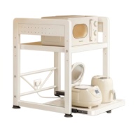 Étagère de four à micro-ondes moderne pliable à double niveau en acier au carbone, rangement de cuisine polyvalent avec conception mobile